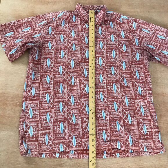 Reyn Spooner Hawaiian Shirt Men XXL Red Geometric Button Down Pocket Collared - Picture 5 of 14